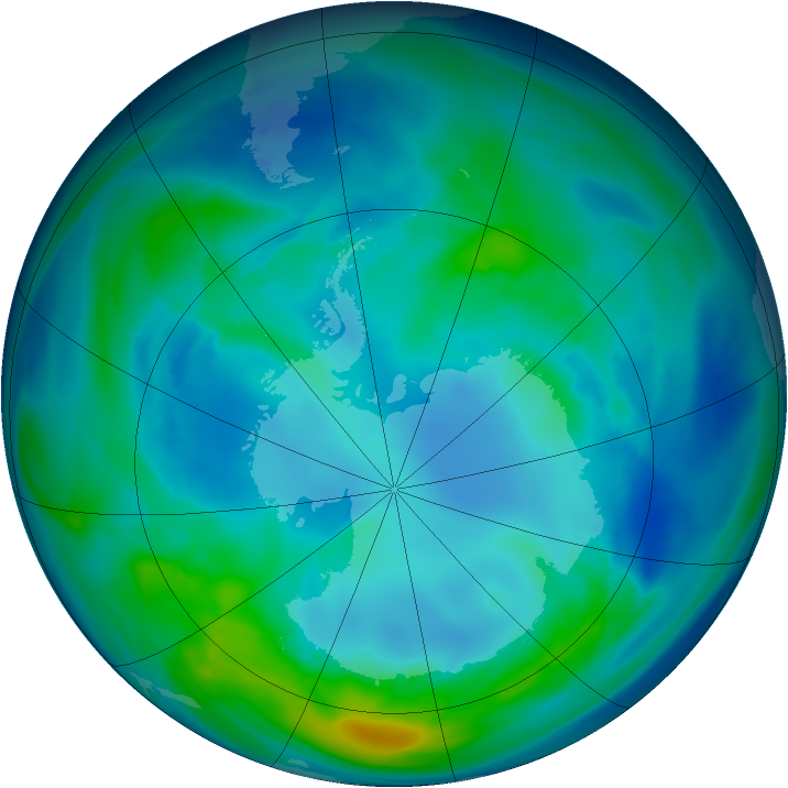 Antarctic ozone map for 30 April 2005